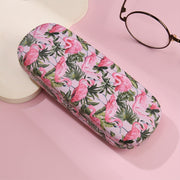 Pink Flamingo Print Eyewear Case for Women Durable Semi-Hard Protection Box