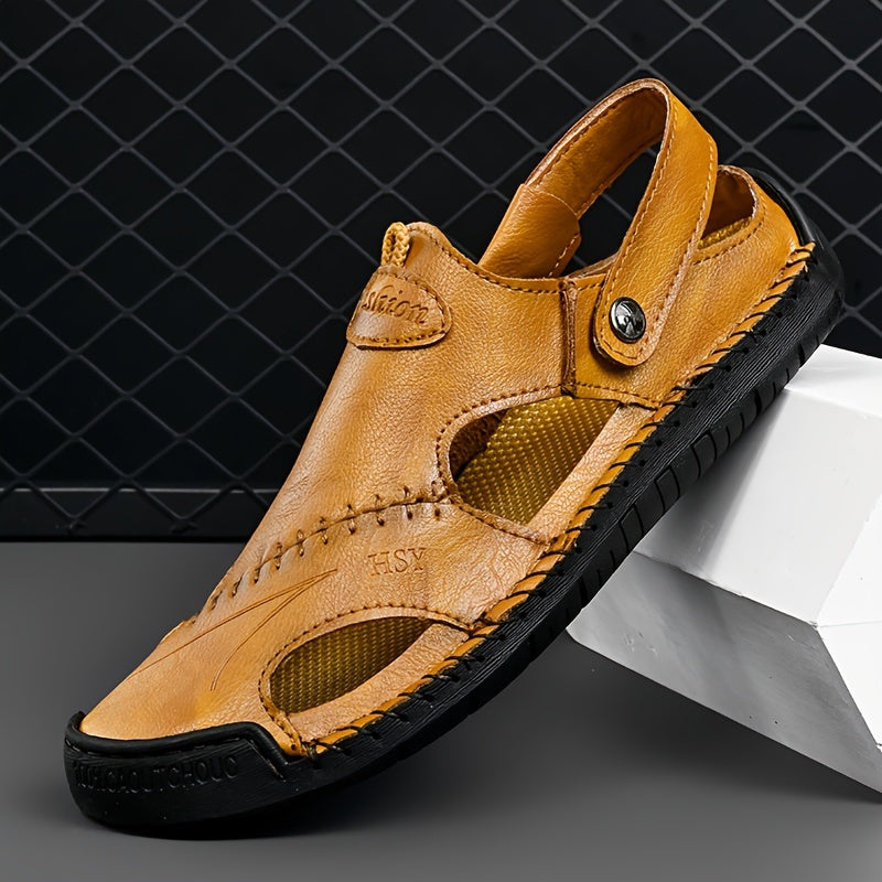 Vintage erkaklar sport sandallari, nafas oladigan slip-on dizayni, mikrofiber sintetik yuqori qismi, sun'iy astar va barcha mavsumlarda sayr qilish va kundalik kiyim uchun mos kauchuk taglik.