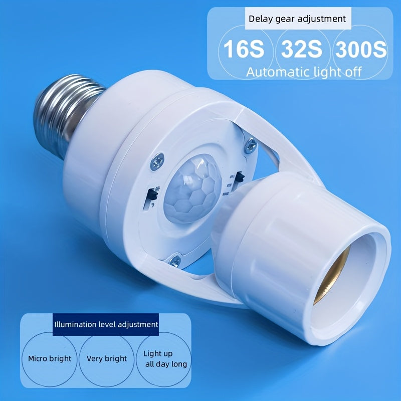 E27 Motion Sensor Light Bulb Holder Indoor Hardwired AC 85-265V No Battery
