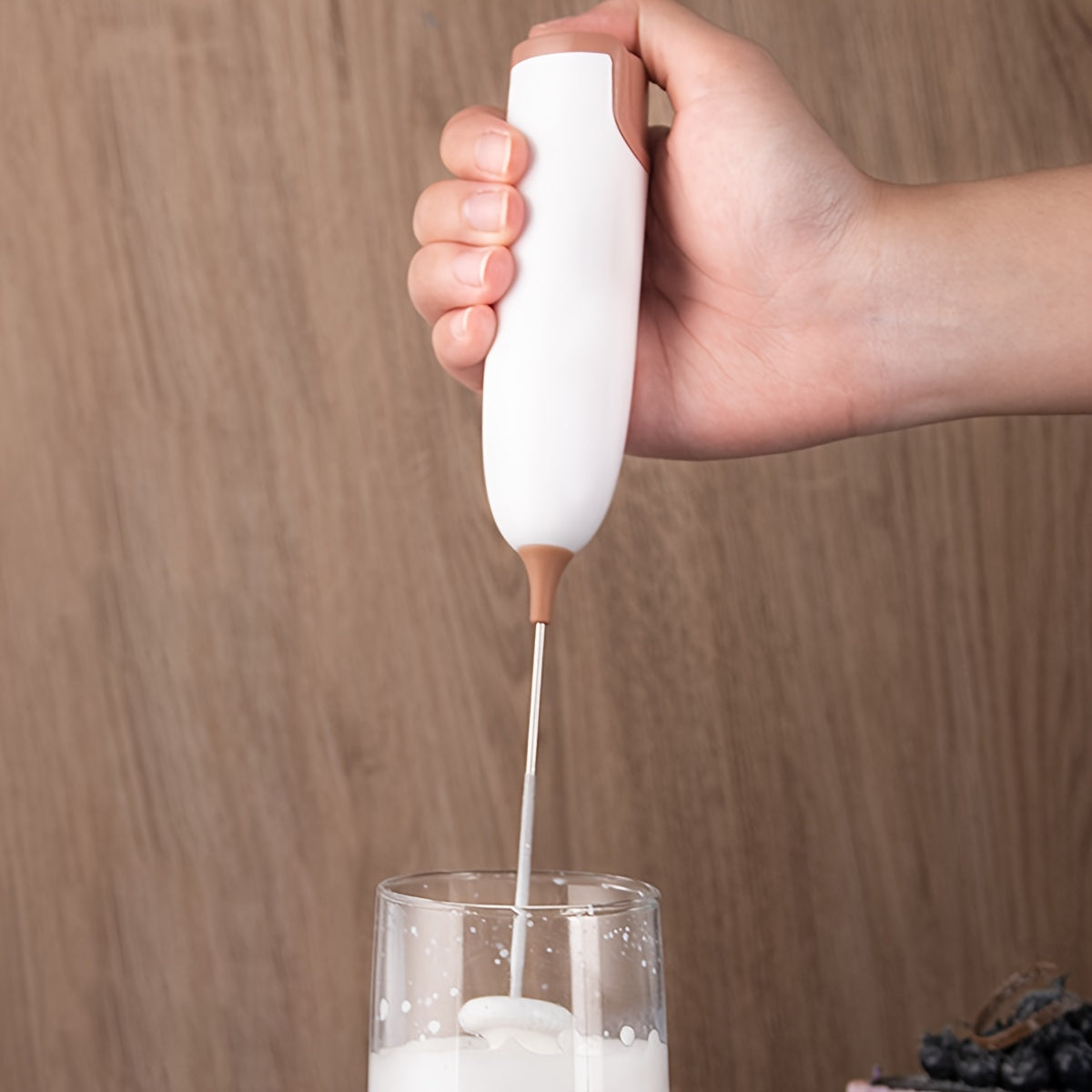 Electric Milk Frother Plastic Drink Foamer Whisk Mixer 1000RPM Battery Powered