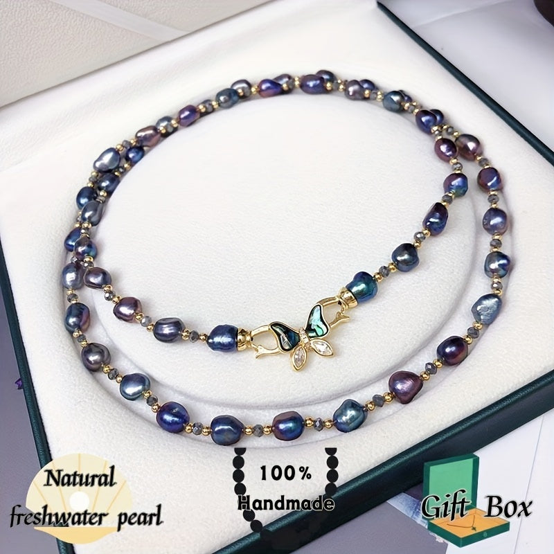 Vintage Freshwater Pearl Necklace Baroque Irregular Beads Wedding Casual Gift Box