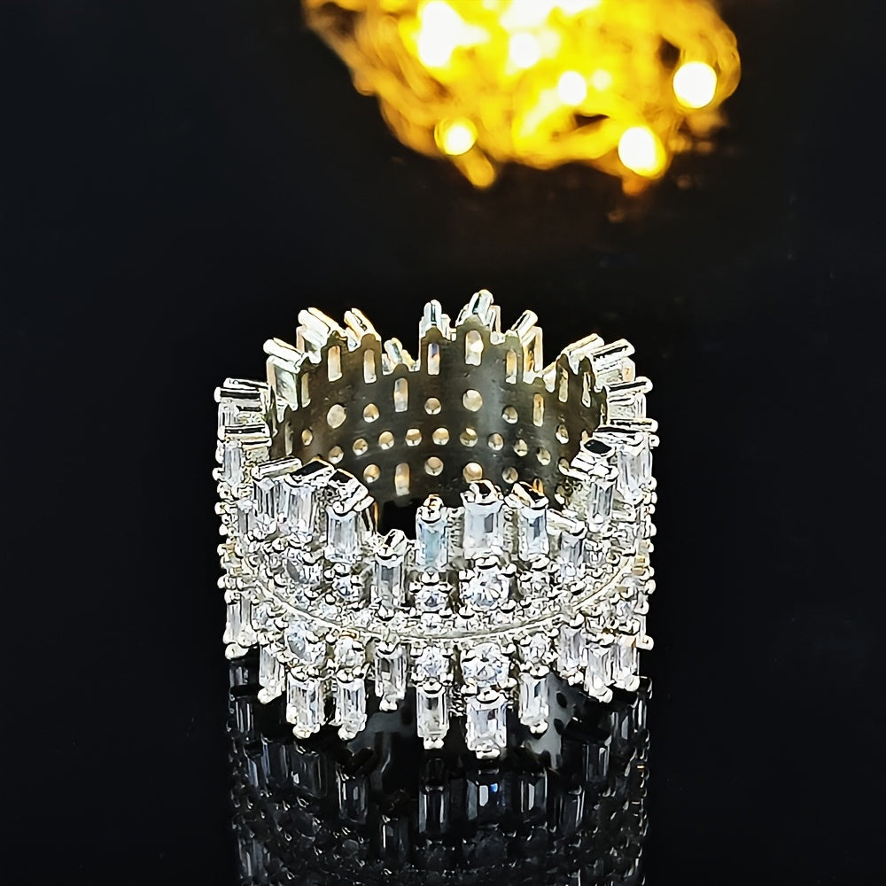 Copper Ring with Synthetic Zirconia Stones Elegant Unique Shape for Parties and Gifts