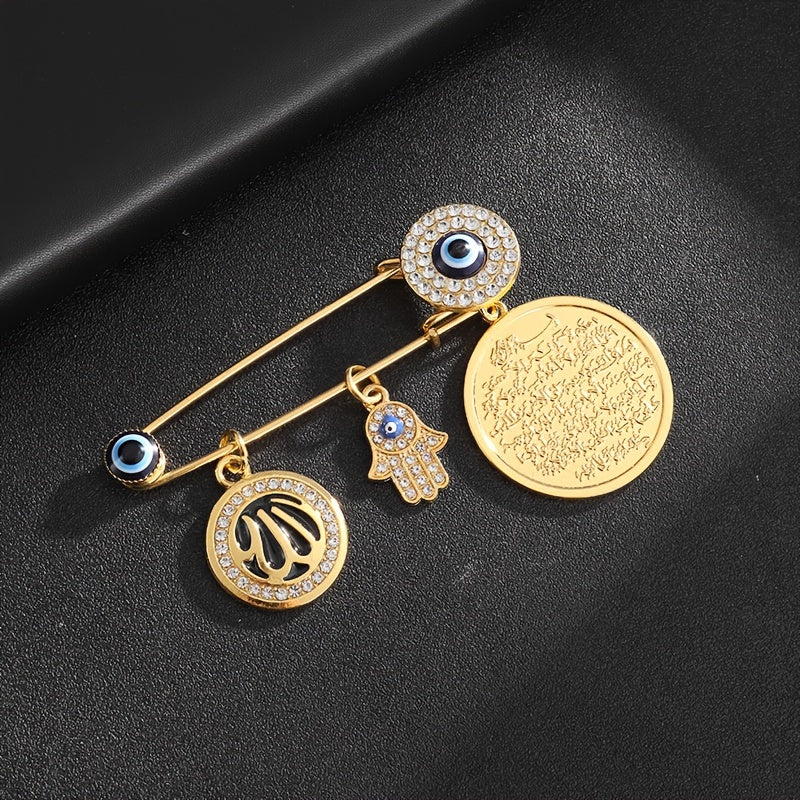 Evil Eye Brooch with Blue Amulet Islamic Jewelry Gift