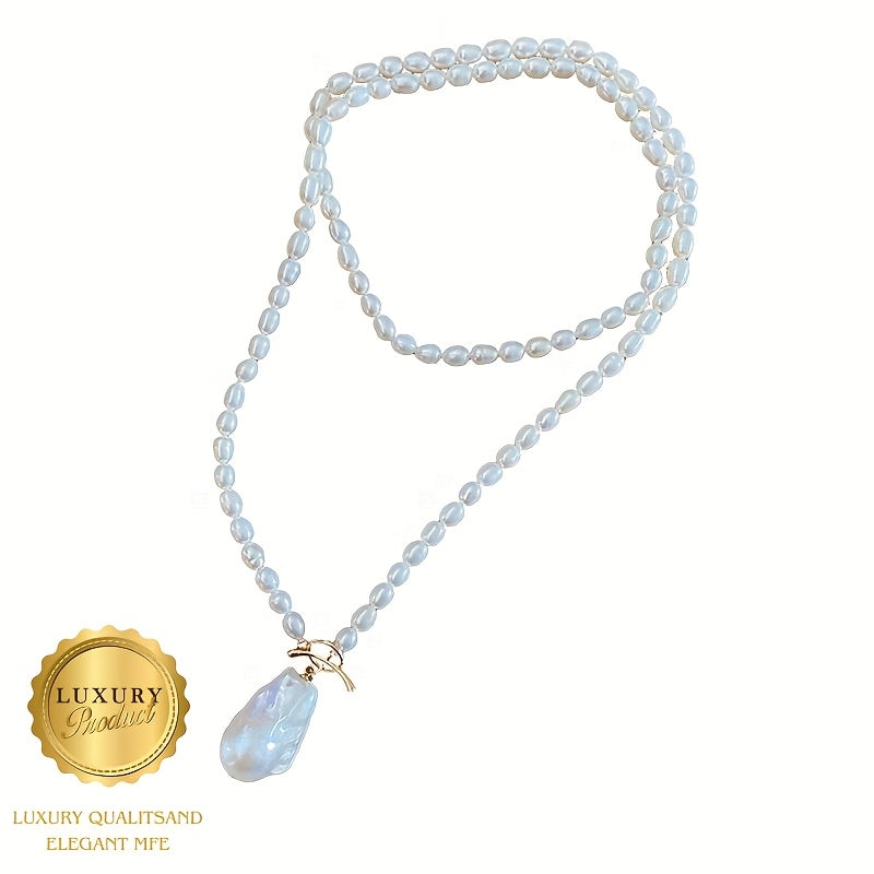 Vintage Pearl Pendant Necklace with Holiday Theme and Gift Box