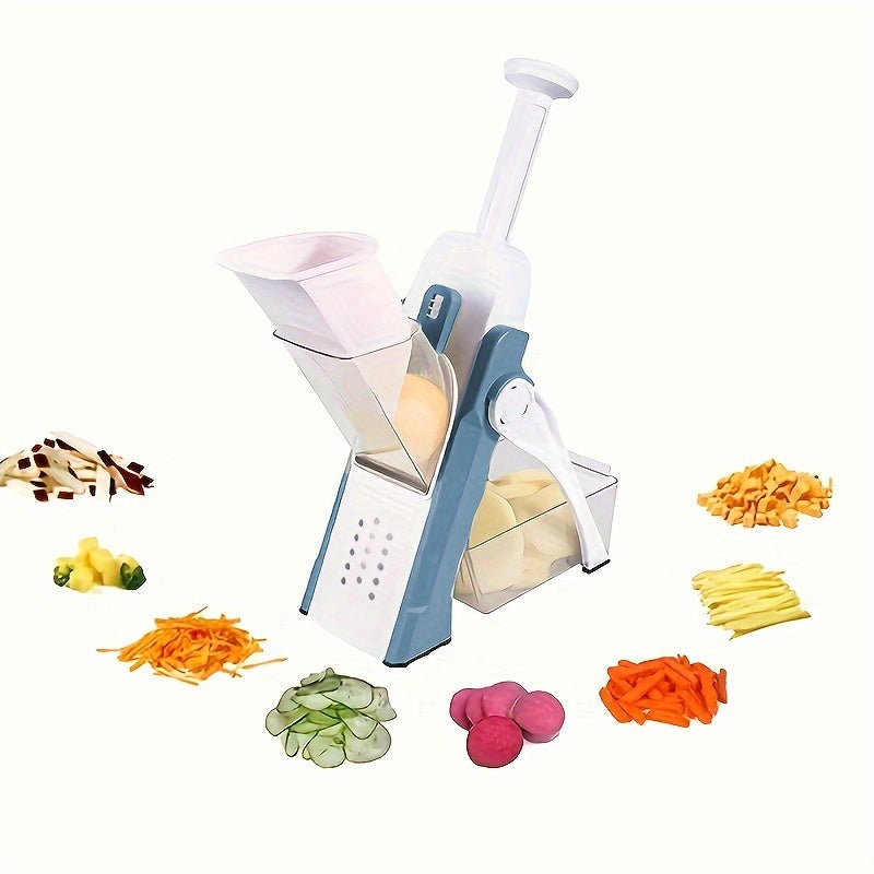 Manual Vegetable Chopper Slicer with Interchangeable Stainless Steel Blades for Fruits and Vegetables