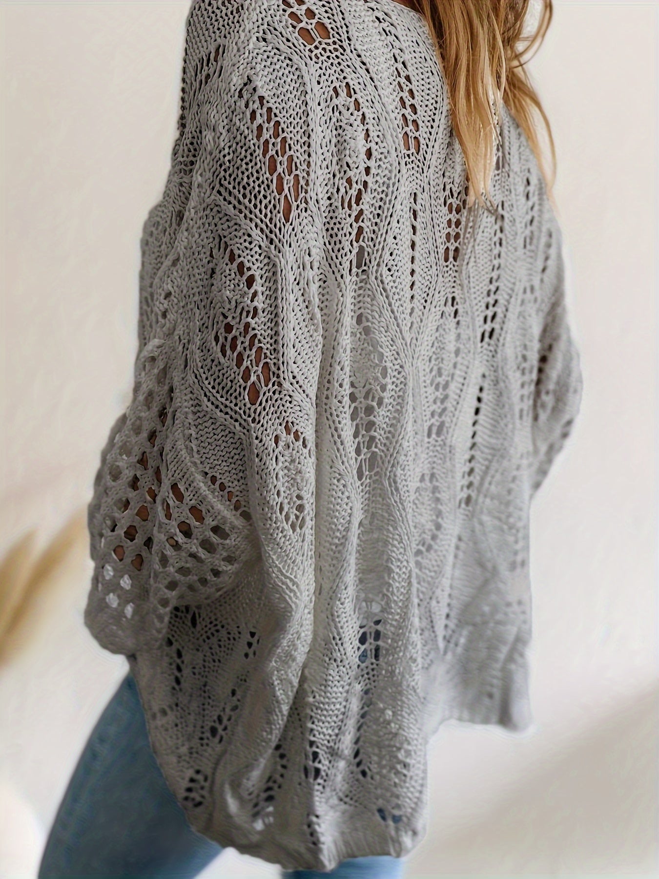 Plus Size Women Knit Cover Up Sweater Casual Batwing Sleeve Top