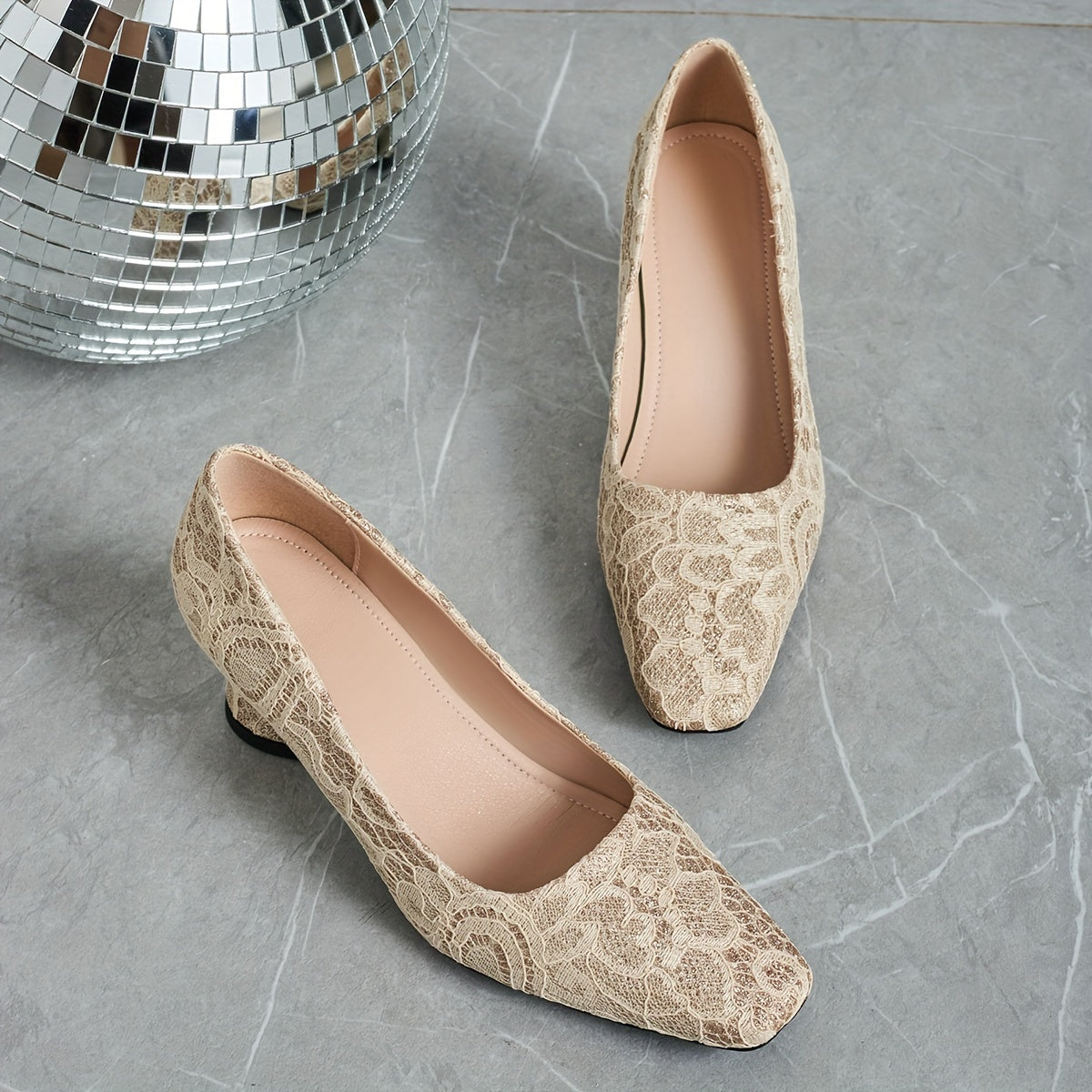 Ladies' Fashionable Mule High Heels, Comfortable Bright Thick Heels