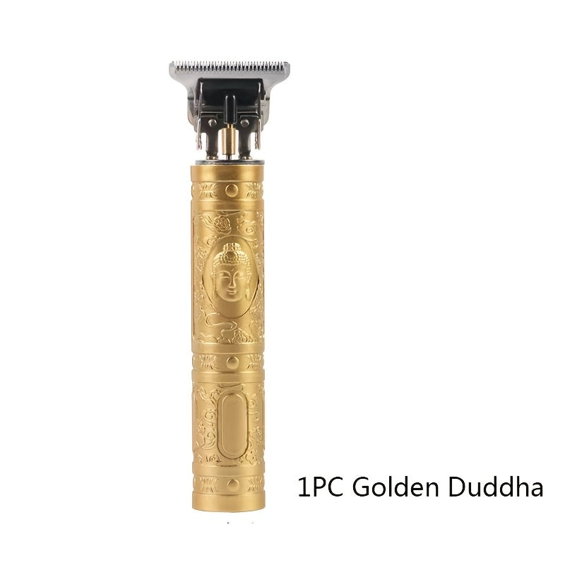 Cortapelos eléctrico para hombres dorado con diseño de dragón, recargable por USB, batería de litio