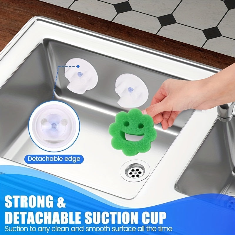 Organizador de fregadero con ventosa blanca para cocina y baño con diseño de drenaje automático