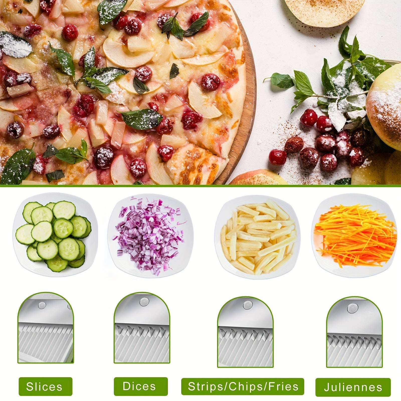 Multi-Functional 5-in-1 Vegetable Chopper Gray, Adjustable Thickness, Easy Meal Prep