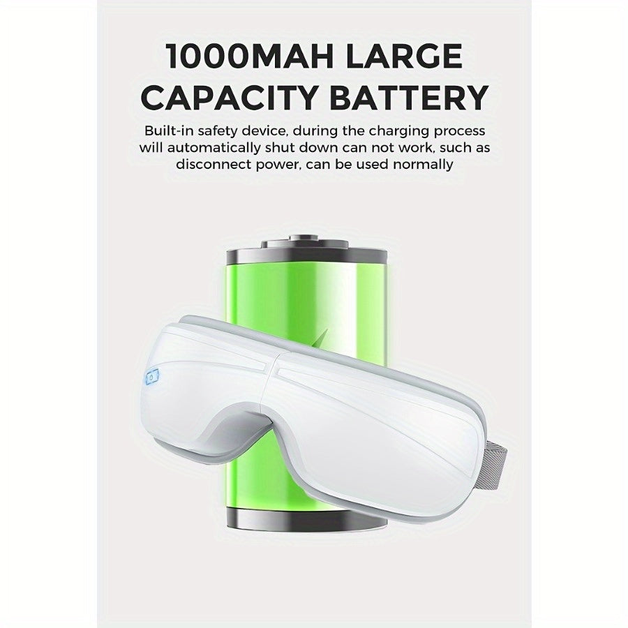 Smart Eye Massager with Heating and Music USB Rechargeable White for Men and Women