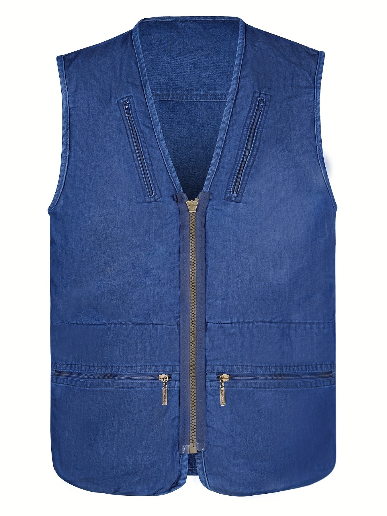 Men's Cotton Cargo Vest with Zipper Pockets for Outdoor Activities