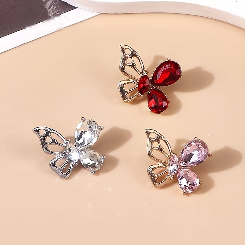 Set of 7 Multicolor Crystal Butterfly Buttons for Women's Coats Sweaters Cardigans