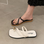 Женские легкие кожаные сандалии на плоской подошве для пляжа