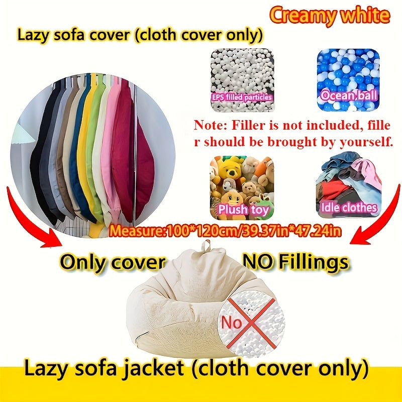 Portable Beanbag Chair for Camping and Home Decor Woven Chambray Ergonomic Space-Saving