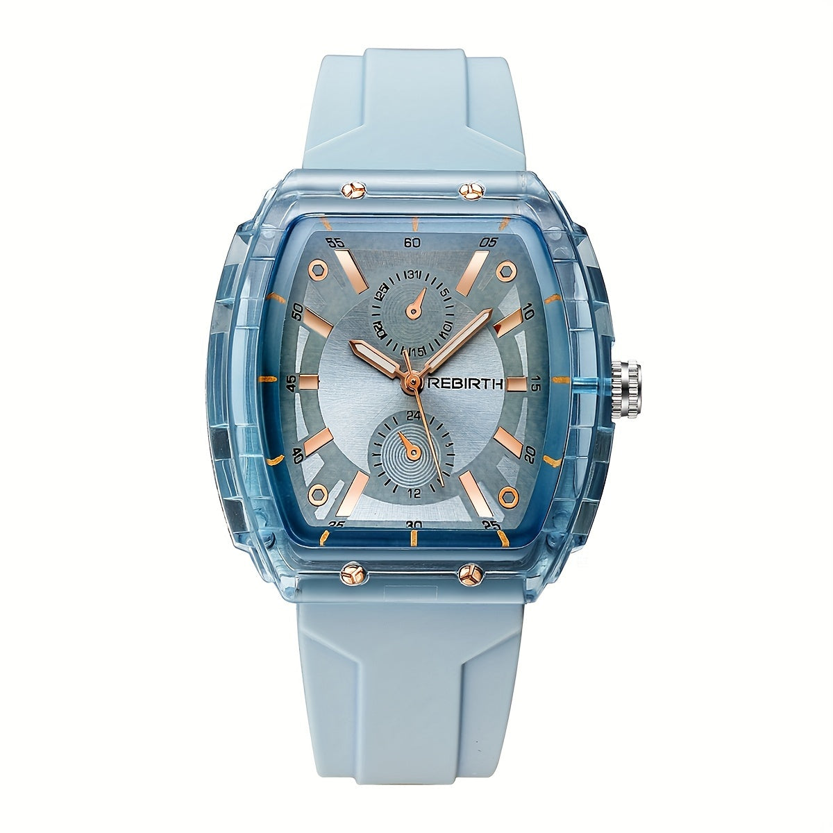 Unisex Square Watch with Silicone Strap and Long-Lasting Battery