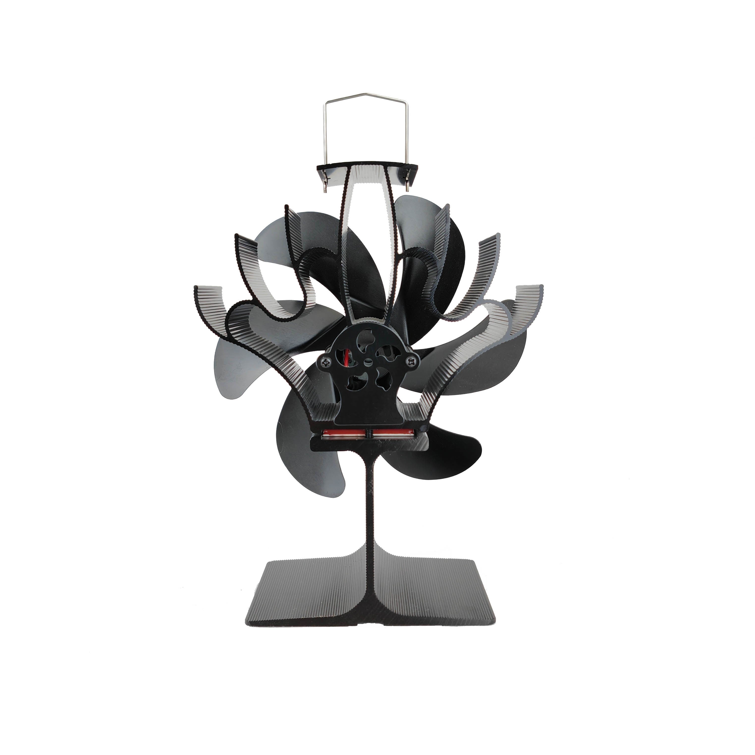 Portativ 6-pichoqli pechka ventilyatori, katta I-asos bilan, yuqori haroratga chidamli - elektr energiyasiga ehtiyoj sezmasdan samarali issiqlik taqsimoti