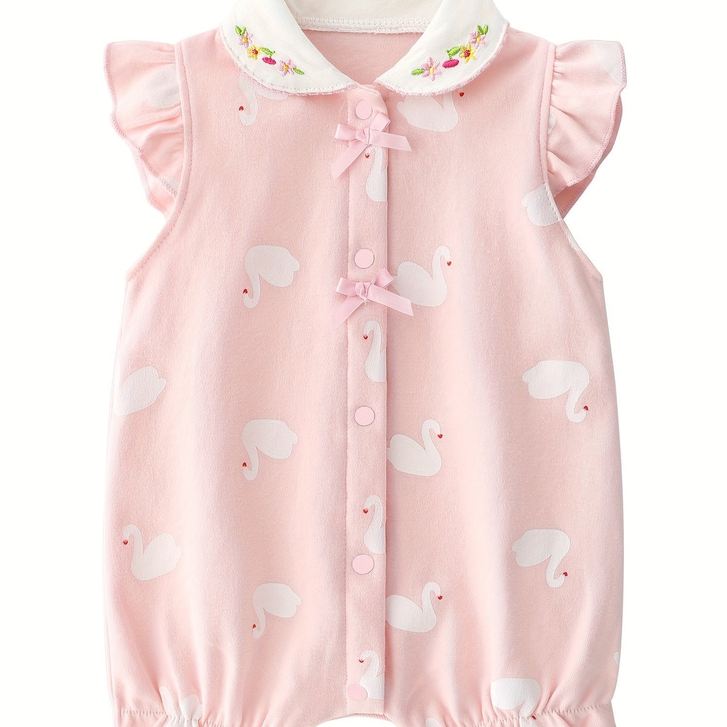 Baby Girl Pink Cotton Romper Sleeveless Summer Cartoon Ruffle Newborn 0-12 Months