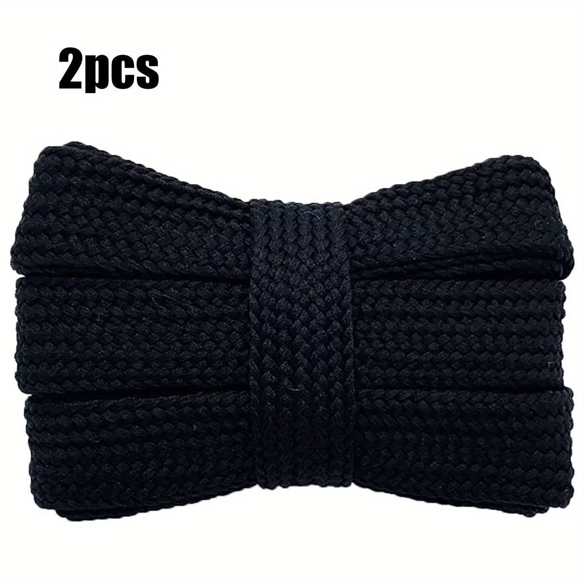 Unisex Casual Knitted Style Shoe Laces 2 Pairs, Black White Pink Grey