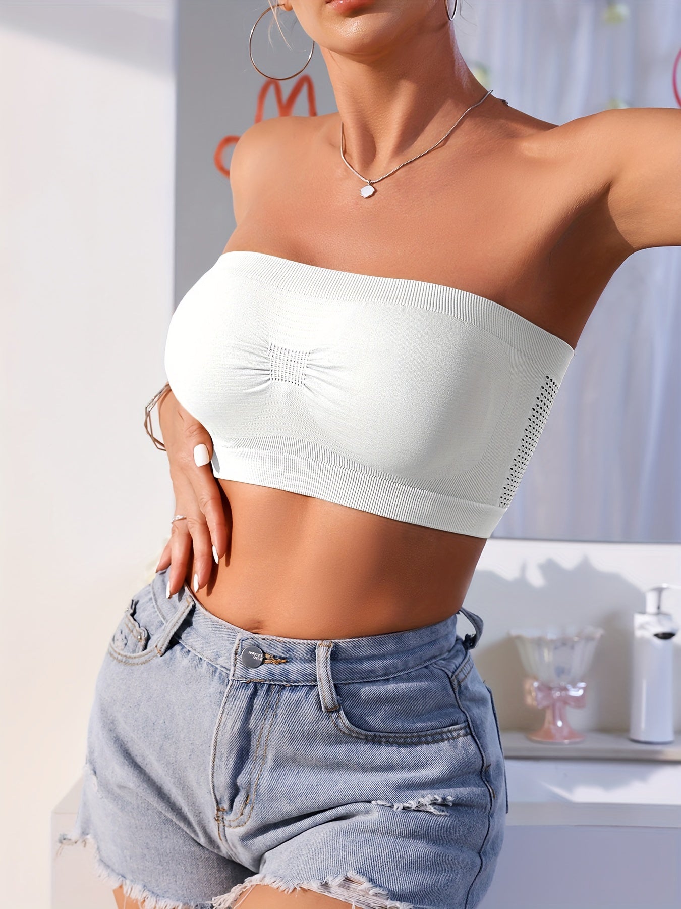 Women's Seamless Non-Slip Wire-Free Bralette Set Black Plus Size