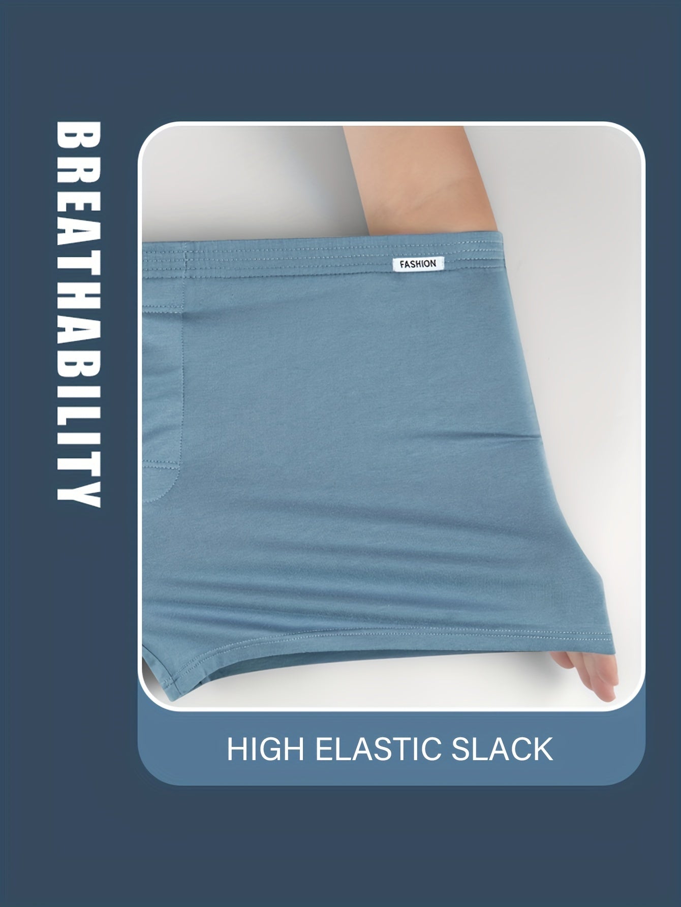 Men's Cotton Boxer Briefs 5-Pack Breathable High Stretch Knit Solid Color Loose Fit