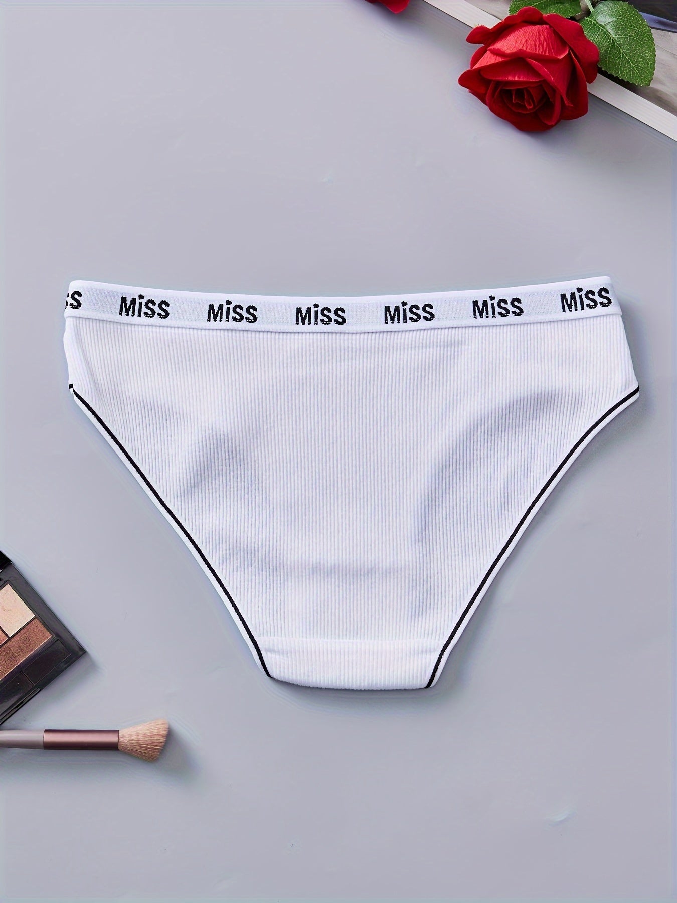 Women's Cotton Briefs with Alphabet Waistband Breathable Underwear