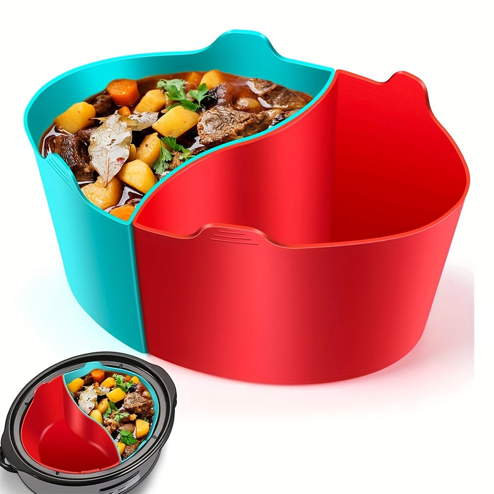 6 kvartlik sekin pishirish uchun qoplama, qayta ishlatiladigan silikondan bo'lingan bo'linma bilan, idishga mos, BPAsiz