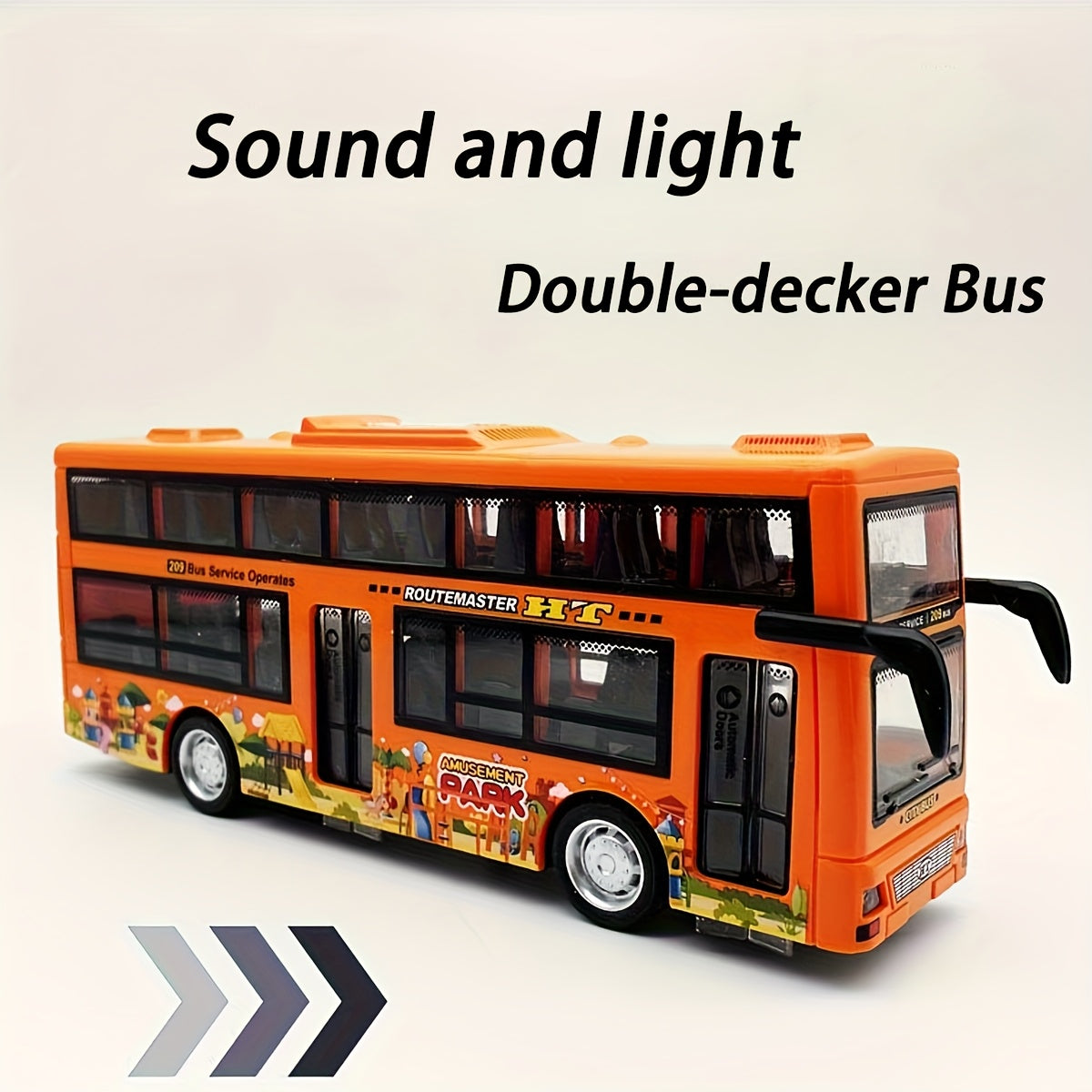 Battery-Powered Double Decker Bus Toy for Kids Ages 3-6 with Realistic Sound and Flashing Lights