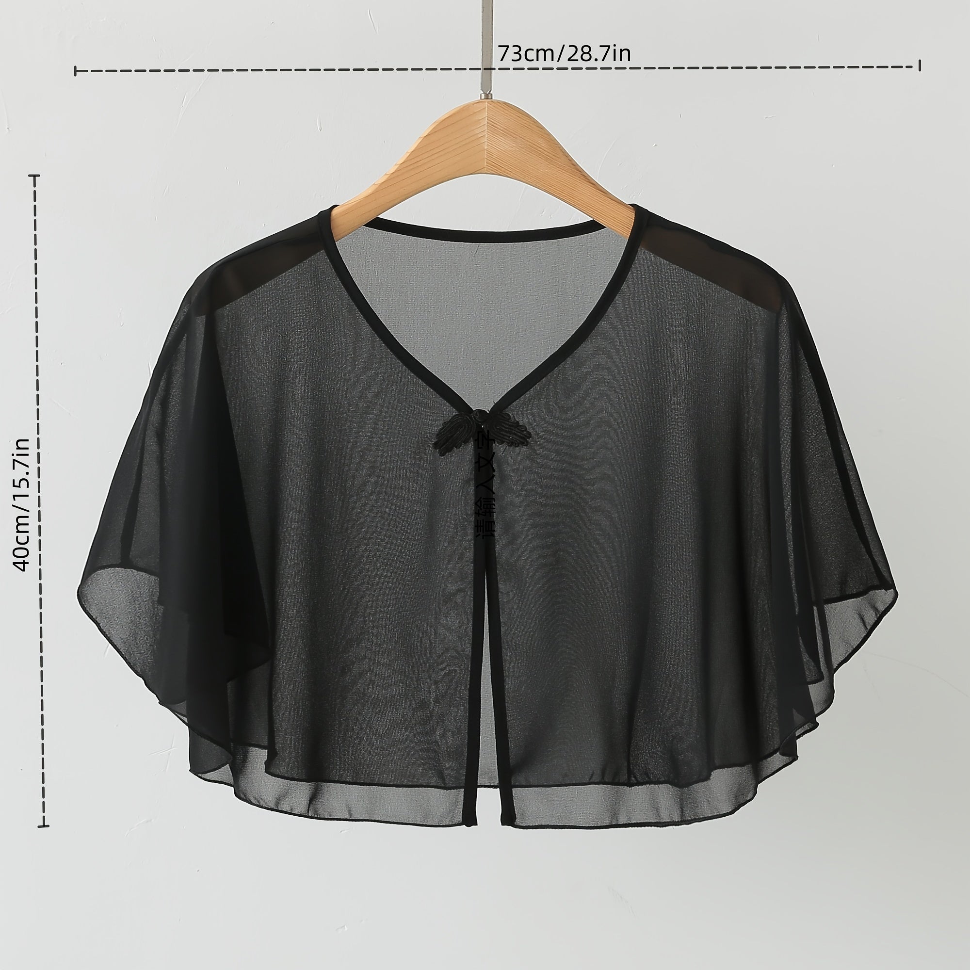 Women’s Chiffon Shawl with Frog Button Closure for Spring and Summer