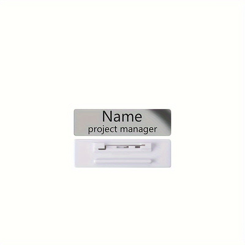 Personalized Name Badge with Magnetic Pin, Custom Engraved Job Title Tag