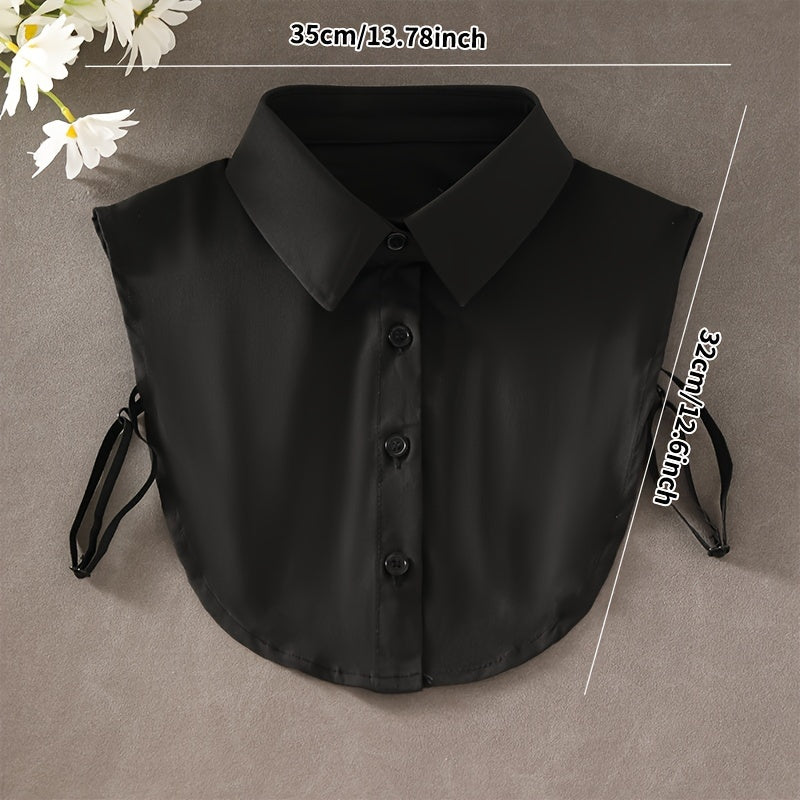 Chaleco de camisa con cuello a rayas removible para mujer con cuello puntiagudo y diseño anti-exposición