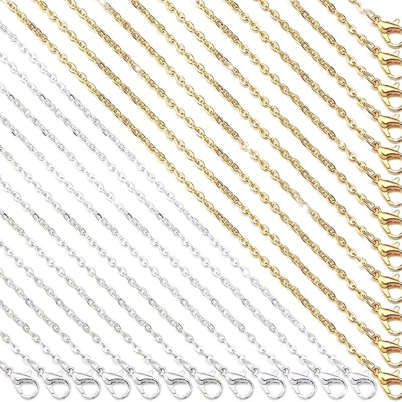 24 Pieces of 18-Inch Multi-Color Alloy Chain Links for DIY Jewelry Making