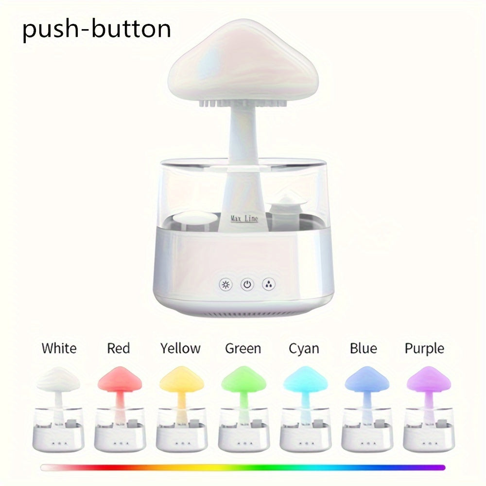 Colorful LED Night Light Humidifier with Rainfall Design, 450ml, USB-C