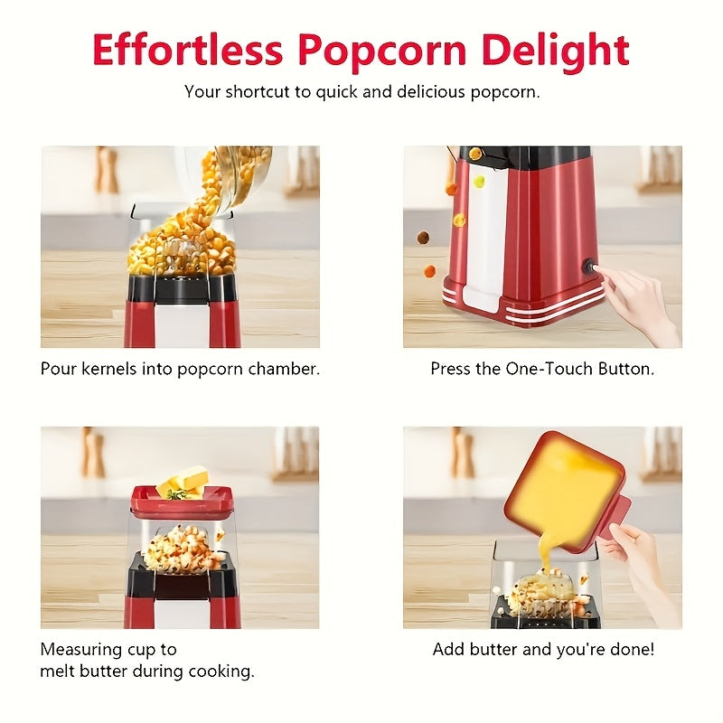 BEX Mini Popcorn Maker qizil rangda, zanglamaydigan po'latdan yasalgan konstruktsiyaga ega. Avtomatik va oson ishlatiladi, moy yoki shakar talab qilinmaydi. Uy, yig'ilishlar va partiyalar uchun mukammal. Katta sig'imli, tez va