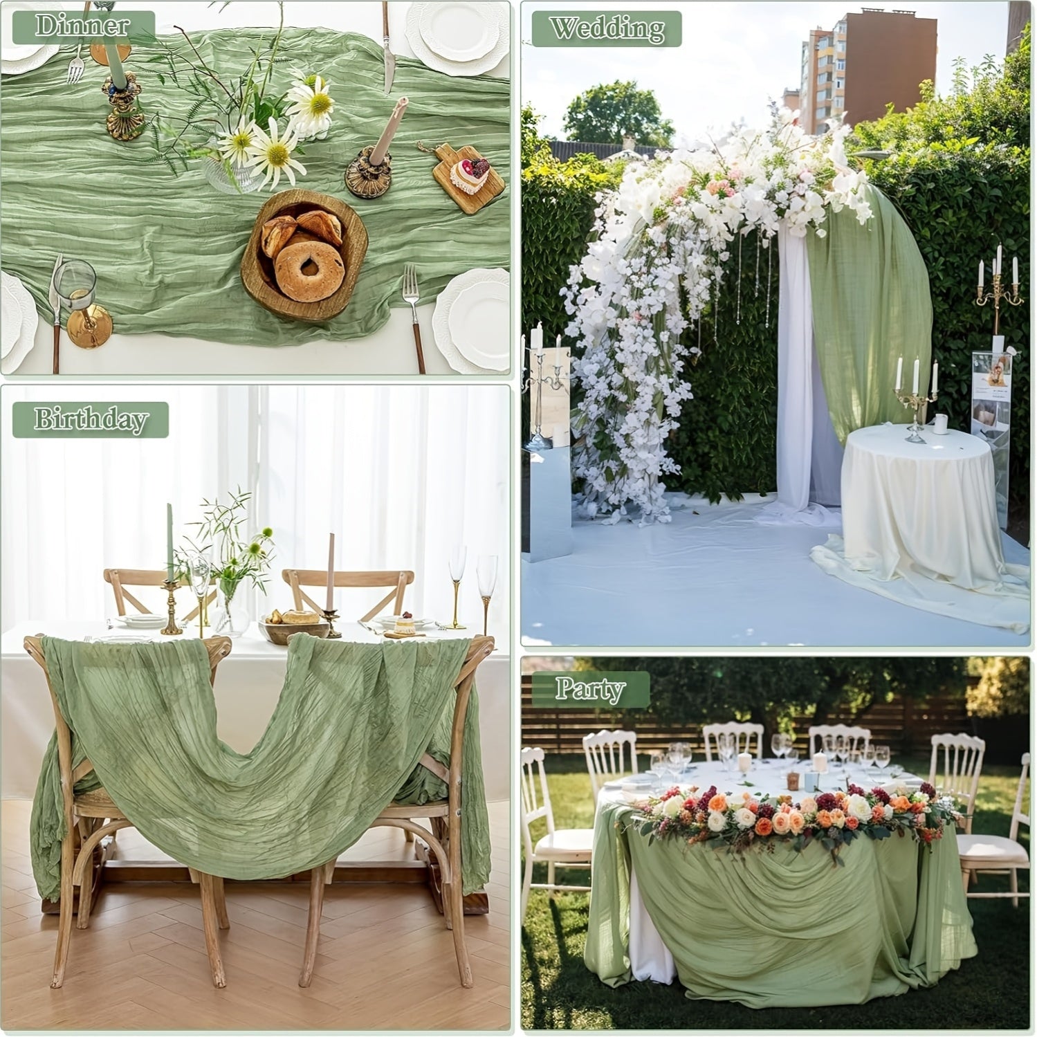 Rustic Polyester Cheese Cloth Table Runner for Outdoor Events and Celebrations