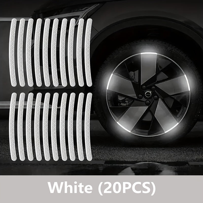 20Pcs Reflective Wheel Hub Stickers Luminous Tire Rim Decals for Cars Bicycles