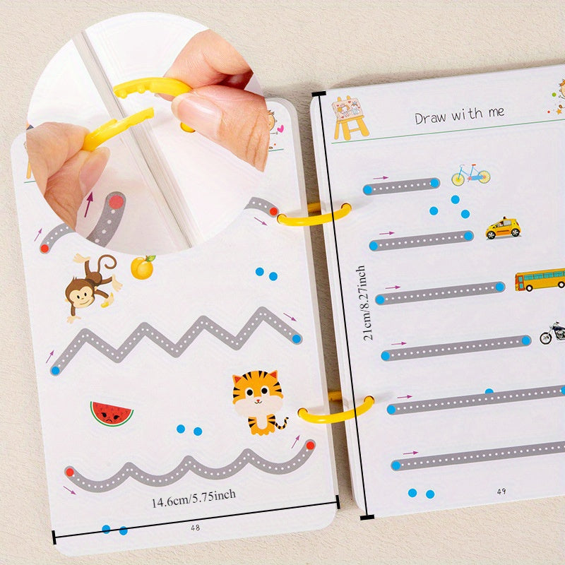 Drawing Practice Book for Ages 3-8 Blue Erasable Pens Early Learning Coordination Skills