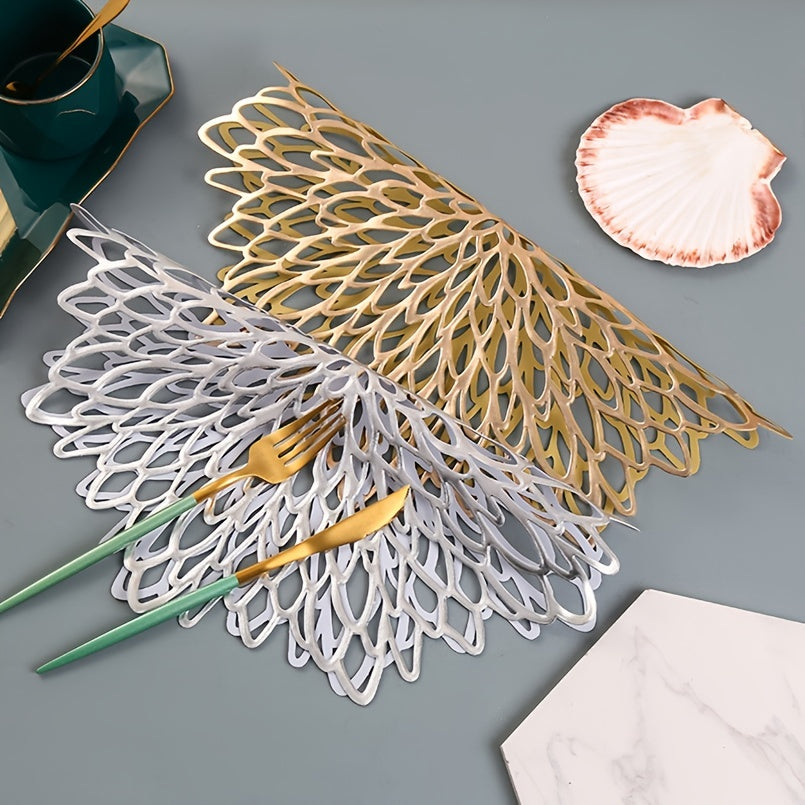 Individual de PVC con diseño antideslizante de flor de hibisco para mesa de comedor