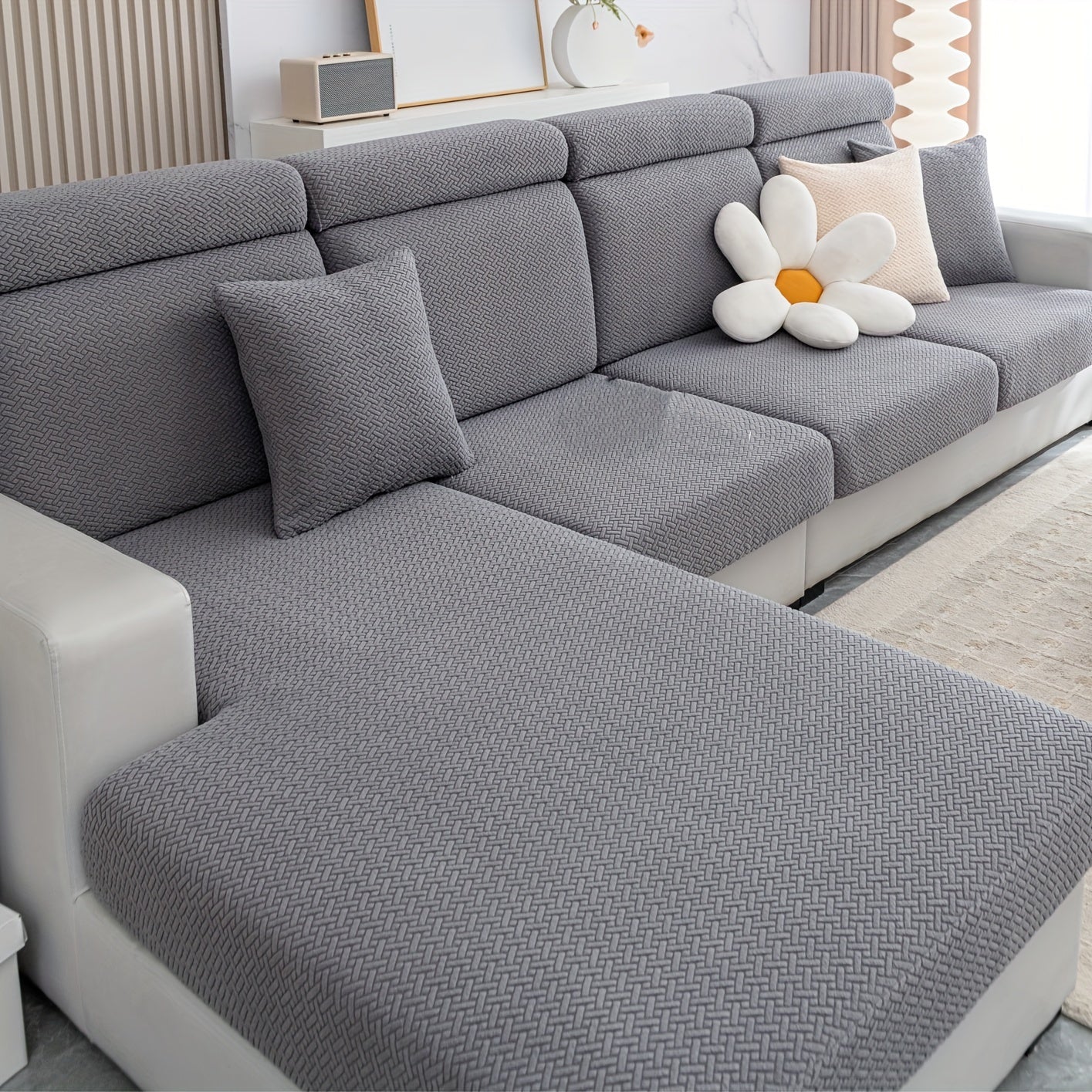 Checkered Polar Fleece Sofa Cover Universal Fit Machine Washable Multi-Purpose