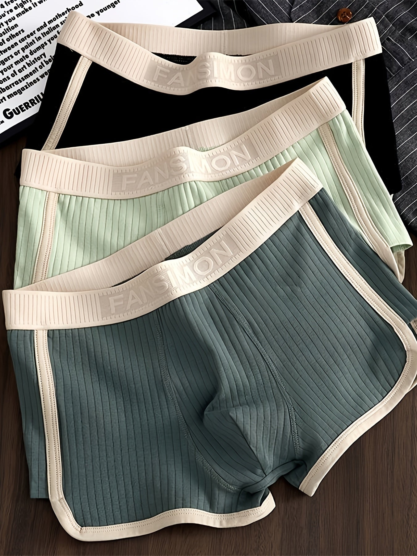 Men's Boxer Briefs Breathable Polyester Knit Solid Color Medium Stretch Lightweight