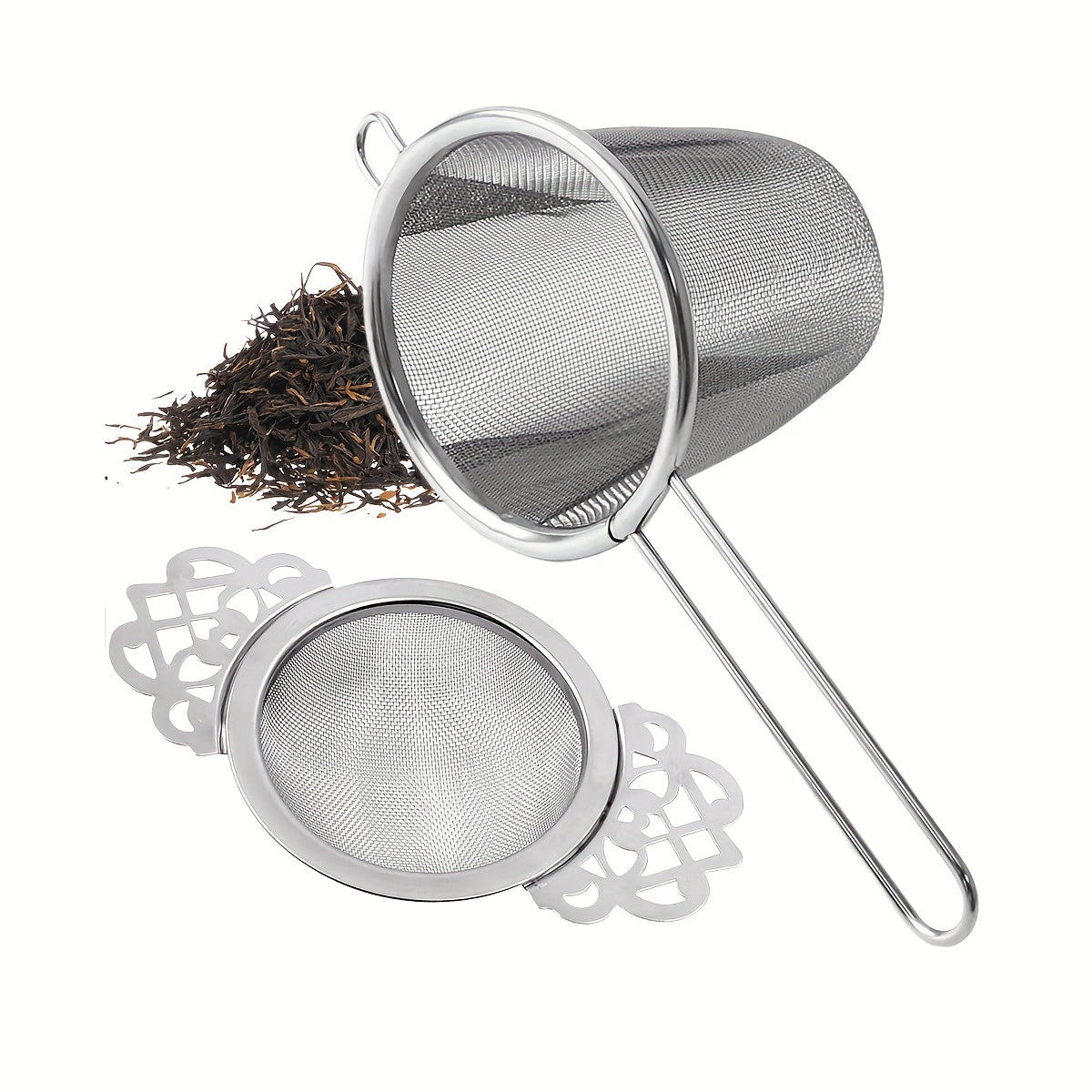Stainless Steel Tea Infuser Set with Handle, Fine Mesh Strainers for Loose Leaf Tea