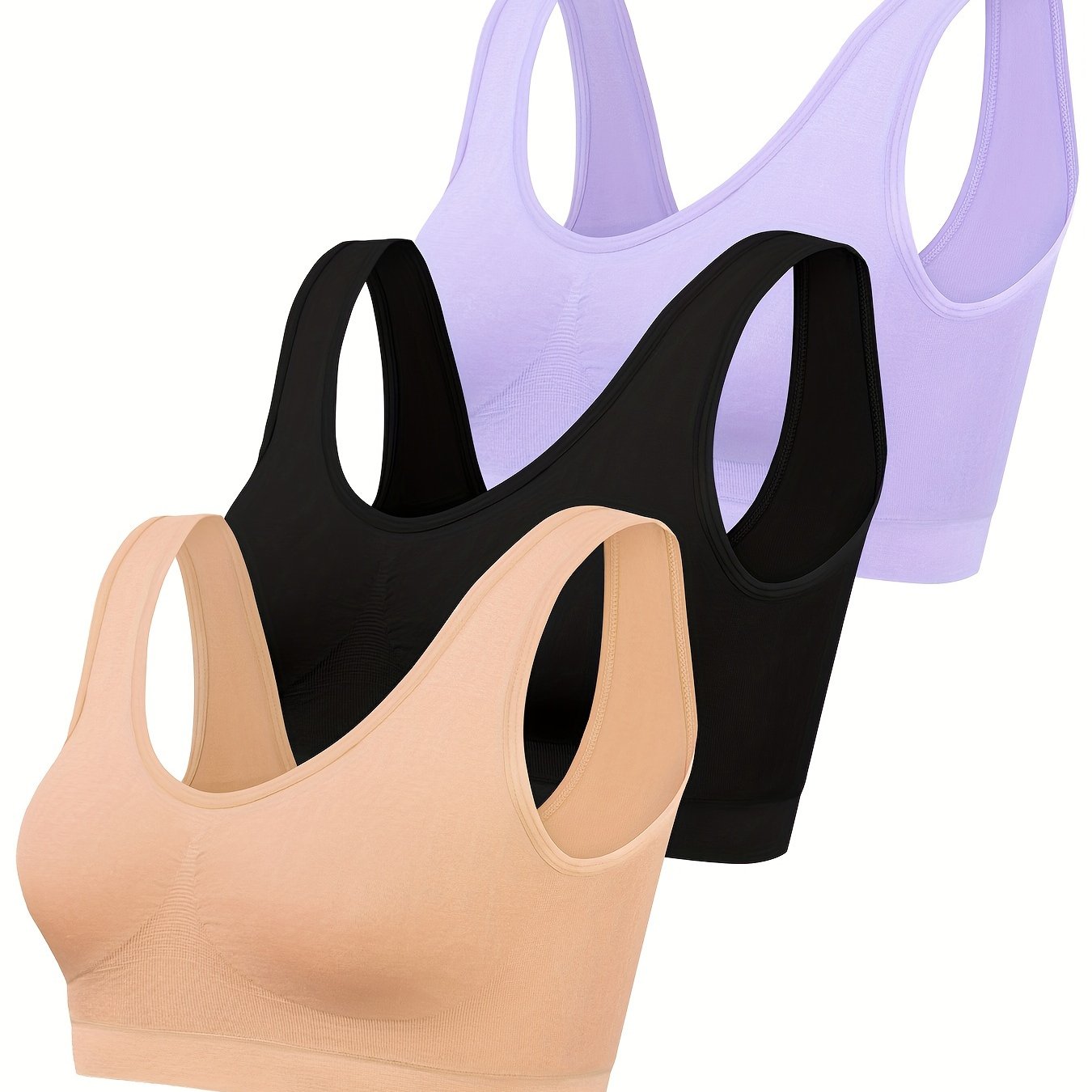 Women's Seamless Sports Bras for Yoga and Fitness Lightweight No Padding Nylon Blend