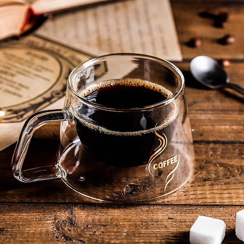 Heat-Resistant Double-Walled Glass Coffee Mug with Cappuccino Handle