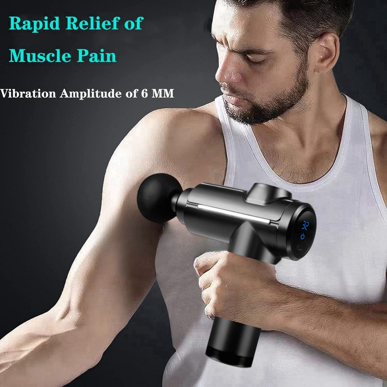 Ultra-Compact Deep Tissue Massage Gun with 8 Heads USB Rechargeable High-Torque Motor
