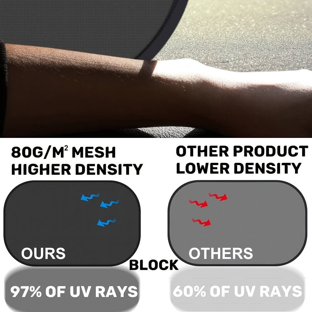 2-Pack Cartoon Animal Car Sun Shades UV Protection Black PVC 50.8x30.48 cm