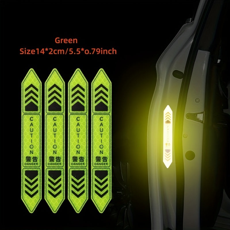 4pcs Car Reflective Stickers Safety Warning Visibility Enhancer