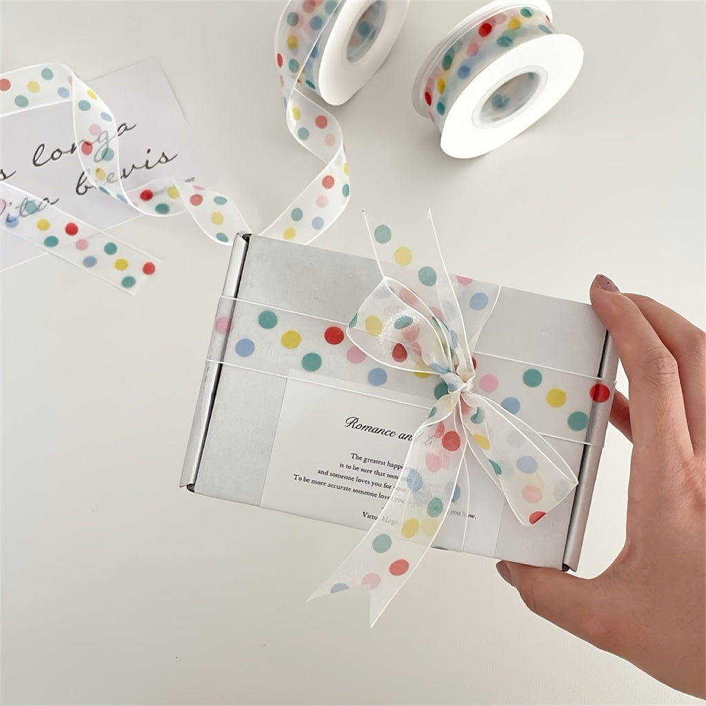 Polka Dot Satin Ribbon for Gifts and Baking, Holiday and Birthday Decor