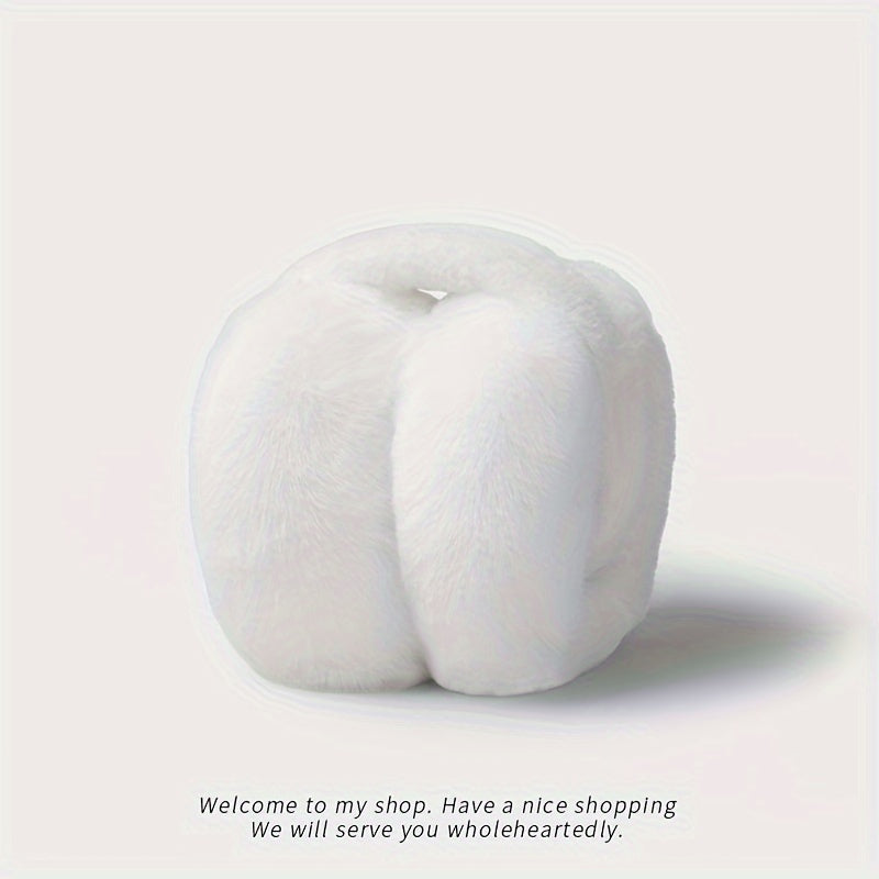 Soft Polyester Winter Earmuffs for Women, Cozy Fleece, Adjustable, Foldable