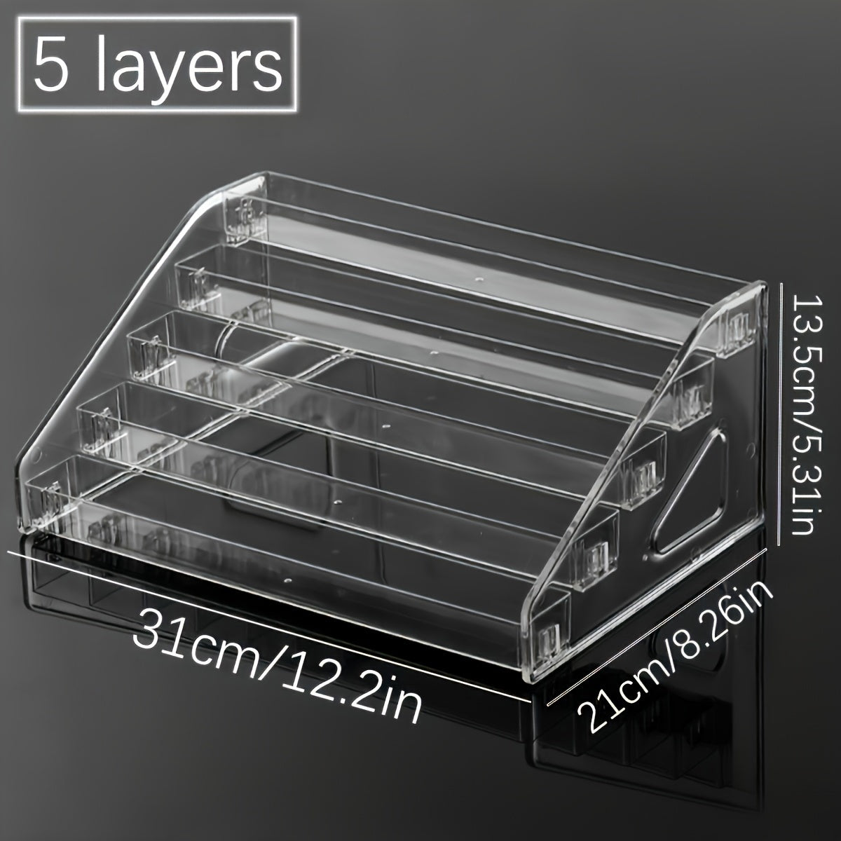 Soporte de exhibición de gafas de acrílico para gafas y cosméticos, estante de almacenamiento en niveles