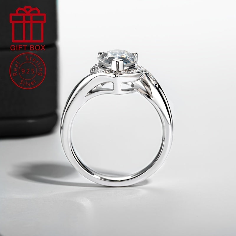 Sterling Silver Moissanite Teardrop Ring 7x10mm 2.5CT Engagement Wedding Jewelry for Women